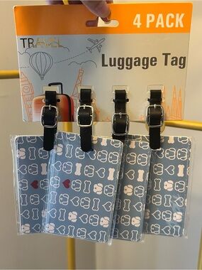 Travel Luggage Tag Set - Gray dogs Pattern (4 Pack) paws love